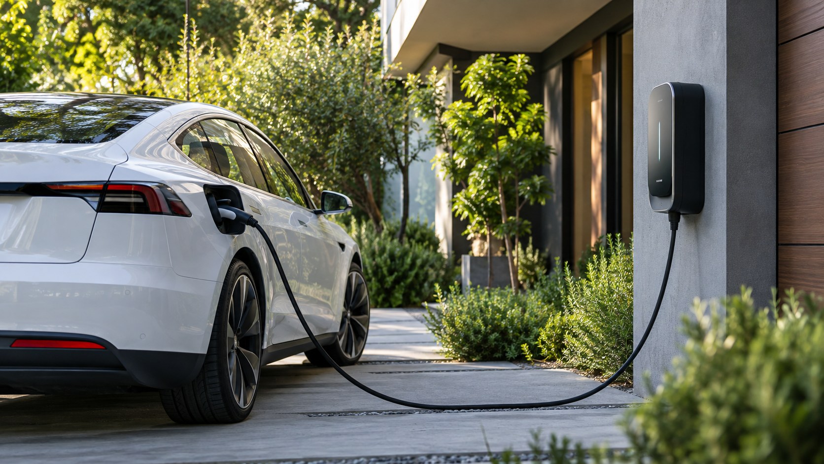 Şarj istasyonuna bağlı elektrikli araç