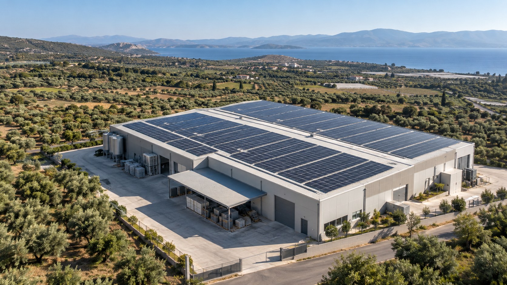 İşletme çatısında güneş enerjisi panelleri